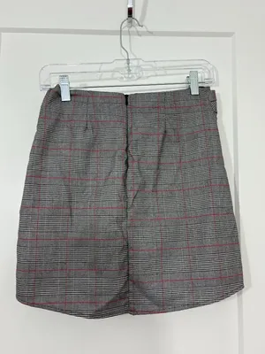 Lulu's Size Small Gray Plaid Tie-Waist Mini Skirt thumbnail 6