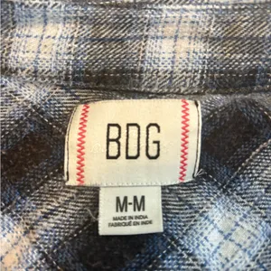 BDG‎ Urban Outfitters Navy Plaid Hi-Low Flannel Shirt Frayed Grunge Size 0439 thumbnail 9