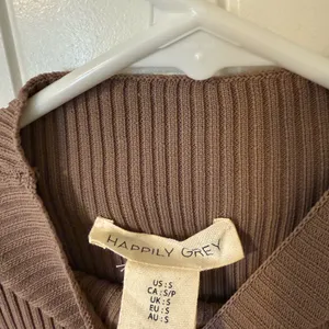 Women's Ribbed Tan Blouse Brown thumbnail 3