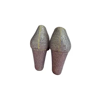 Michael Kors Glitter Block Heel Pumps Gold Silver Sparkle 7.5 thumbnail 4