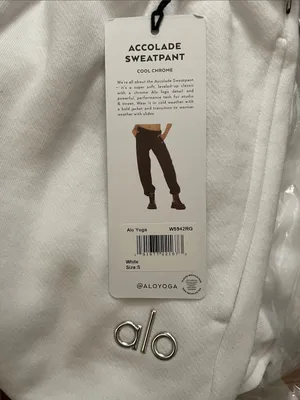 ALO Yoga NWT Accolade White Joggers Size S Oversized thumbnail 7