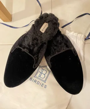 Birdies Black Faux Fur Slip-ons Slipper Flats thumbnail 2