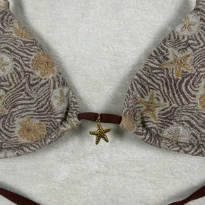 Dippin Daisys Palm Top‎ Brown Gold Metallic Shell Starfish Bikini Top Small NEW thumbnail 5