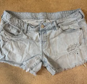 American Eagle Outfitters Light Wash Distressed Denim Cutoff Shorts thumbnail 1