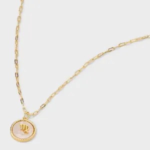 Beloved + Inspired 14K Gold Dipped Mother of Pearl Zodiac Pendant Necklace - NWT thumbnail 1