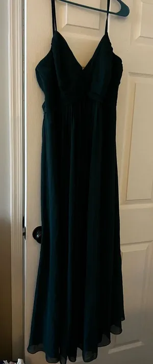 Azazie Green Spaghetti-Strap Maxi Dress thumbnail 1