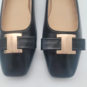 C.Paravano Flats Women Shoes US 7.5 EUR 38 Black Square Toe Metal Buckles Ballet thumbnail 5