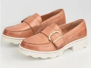 Born Contessa Tan Leather Chunky Platform Loafers Women’s 6 Lug Sole Slip On thumbnail 1