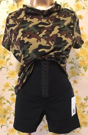 Black High Waist 4.5” Inseam Biker Short With Waist Trainer Size L thumbnail 1