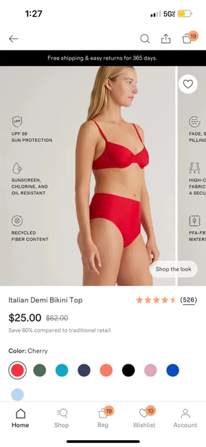 New Quince Italian Demi Bikini Top Size Medium thumbnail 5