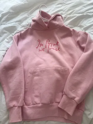 In print we trust pink hoodie thumbnail 1