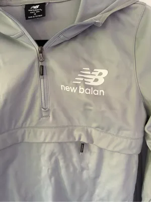 New Balance Light Gray Half-Zip Hooded Pullover Jacket thumbnail 2