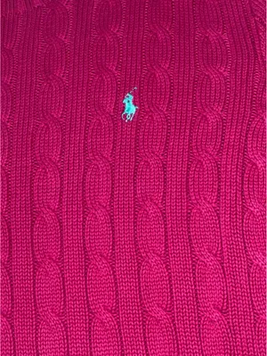Ralph Lauren Sport Cable Knit Crew Neck Sweater Fuchsia - XL thumbnail 3