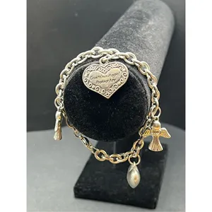 Guardian Angel Heart Silver Tone Fashion Charm Bracelet thumbnail 2