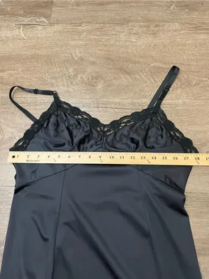 Sears Vintage Lace Slip Dress Size 38 Black Babydoll Elegant Whimsygoth Romantic thumbnail 12
