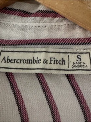 Abercrombie & Fitch Stripe Button Down‎ Top Moose Embroidered Logo Y2K thumbnail 6
