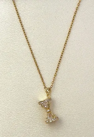CZ Hourglass Pendant Necklace for Women thumbnail 1