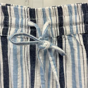 Argee Design Studio Blue White Striped Cotton Drawstring Shorts‎ Women's Medium thumbnail 4