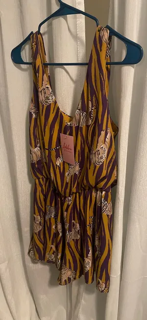 Adeline Boutique purple/gold Tigers Romper thumbnail 1