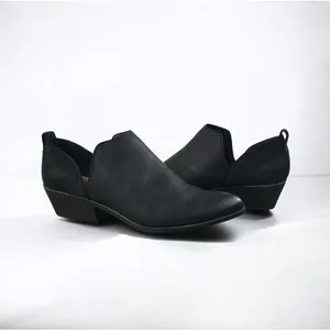 FRYE Rowen Slip-On Cut-Out Leather Ankle Boots Women 8 Black Western Versatile thumbnail 2