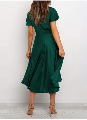 Satin Dress Amazon Midi Green thumbnail 2