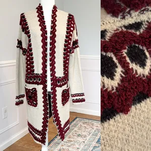 MAX Sport Embroidered Knit Embroidered Longline Cardigan M Boho Western Cowboy thumbnail 2