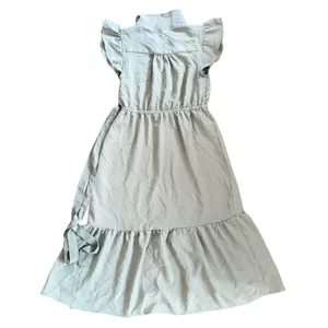 Lucky Brand Sage Green Flutter Sleeve Midi Dress Tiered Ruffle Hem‎ Womens Small thumbnail 9
