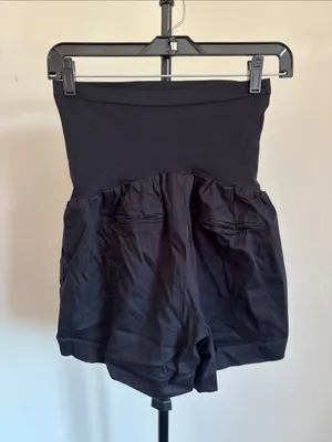 Motherhood Black High-Waist Maternity Shorts with Wide Panel thumbnail 3