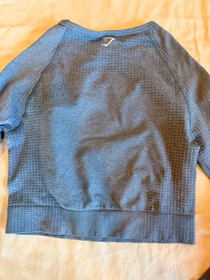 Gymshark Vital Seamless Long Sleeve Crop Top XS Blue Thumbholes Workout thumbnail 2