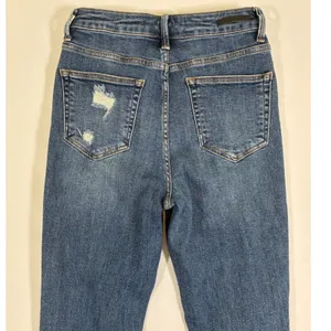 Risen Los Angeles Womens Distressed Straight Leg Jeans Medium Wash Raw Hem 5 thumbnail 7