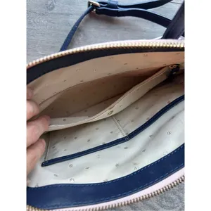 Kate Spade Satchel- in canvas and leather striped classy stylish going out purse thumbnail 4