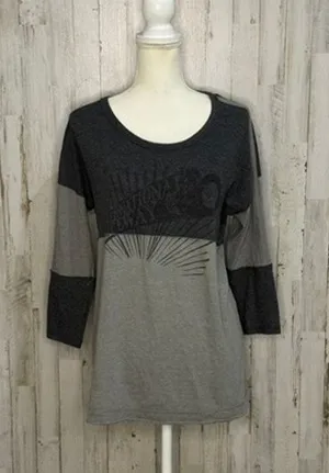 We The Free Women's Gray‎ Colorblock 3/4 Sleeve Blouse Size Small Casual thumbnail 1