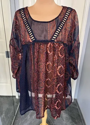 Abercrombie &‎ Fitch Women's Floral Babydoll Top Size Medium Sheer Boho Fairy thumbnail 1