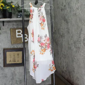 NWT City Chic Hi-Low Sleeveless Pleated Tunic Top Ivory Floral Crush White 18W thumbnail 5