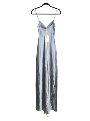 NWT Meshki Lilly Sweetheart Blue Satin Sleeveless Maxi Dress XXS in Frosted Blue thumbnail 4