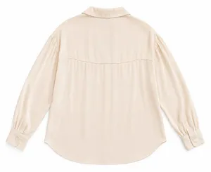 Free People Women’s Small Ivory Oversized Satin Utility Blouse Pocket Top thumbnail 4