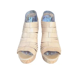 Franco Sarto Sharp Beige Leather Cork Wedge Cage Sandals Womens 7M‎ thumbnail 3