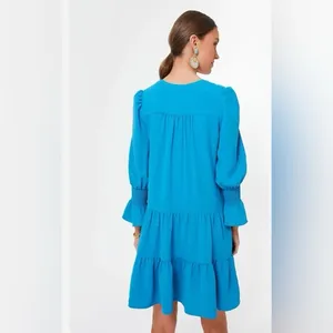 Tuckernuck POMANDER PLACE‎ Capri Blue Crepe Kenzo Dress xS Boho Prairie thumbnail 2