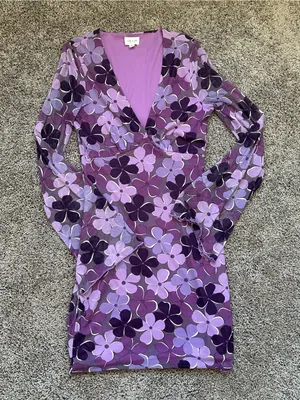 Le Lis Purple Floral Long-Sleeve Wrap Dress thumbnail 1