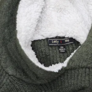 Lety & Me Womens Plus Size Sherpa Pullover Sweater Hooded Green 2X thumbnail 3