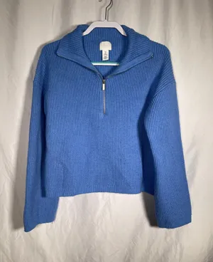 H&M Womens Blue Half Zip Sweater Small thumbnail 1