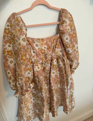 Storia Vintage Cottagecore Floral Puff Sleeve Mini Dress thumbnail 1