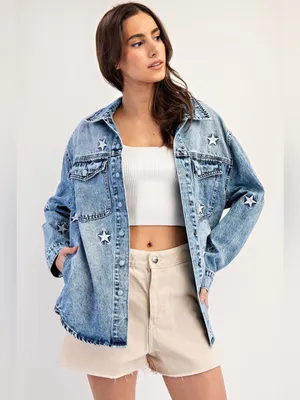 Mineral Wash Star Embroidered Denim Jacket thumbnail 2