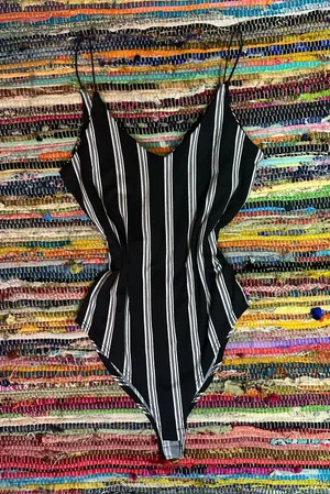 Striped Bodysuit Black Size XS thumbnail 1