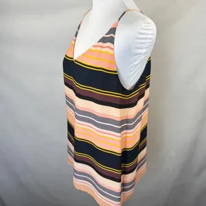 Loft Women Sz M Camisole Strappy Cami Multi Color Boho Horizontal Stripes thumbnail 3