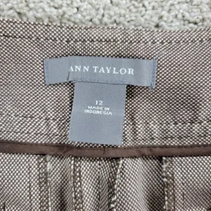 Ann Taylor Womens Dress Pants 12 Brown Textured Wide Leg Career Ankle Trouser thumbnail 10