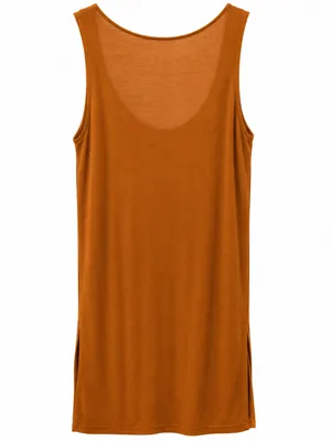 NWT New York & Company Chain Print Sleeveless Tank Top Tunic Large Camel Rayon thumbnail 2