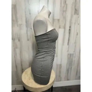 Strapless stripped dress Black thumbnail 4
