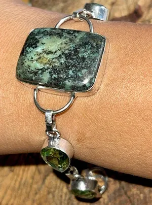African Green Turquoise Bracelet 7”- 8” thumbnail 1