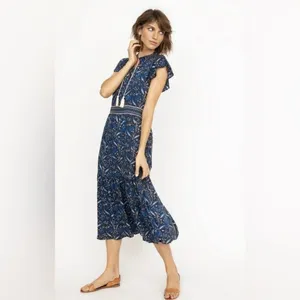 NEW Part Two Copenhagen Landeal Blue Paisley Midi‎ Dress Women’s US 12 Ethereal thumbnail 2